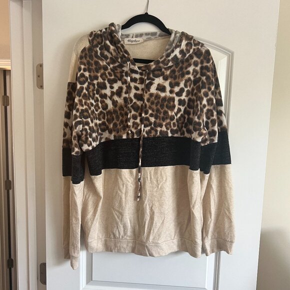 Haptics Tops - Haptics by Holly Harper hoodie, animal print/neutral colors